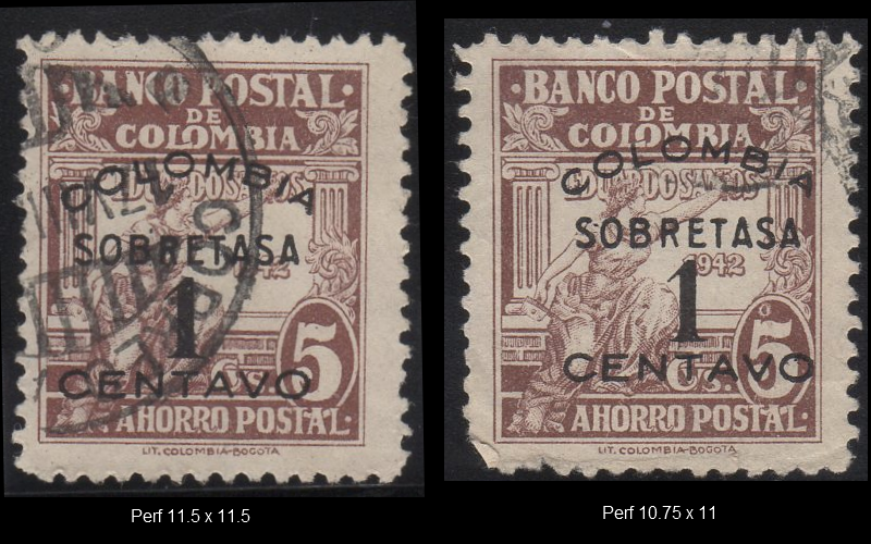 1948 Postal Tax overprint on Postal Savings Stamp - 2 Perf Varieties