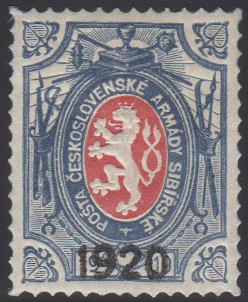 Czechoslovak Legion Post, Scott #5 - 1920 Overprint on 25k Blue
